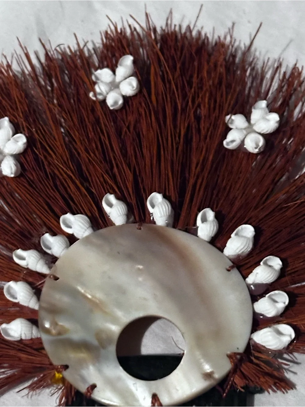 Ceremonial Shell & Straw Fan Hair Piece Tribal Honored
